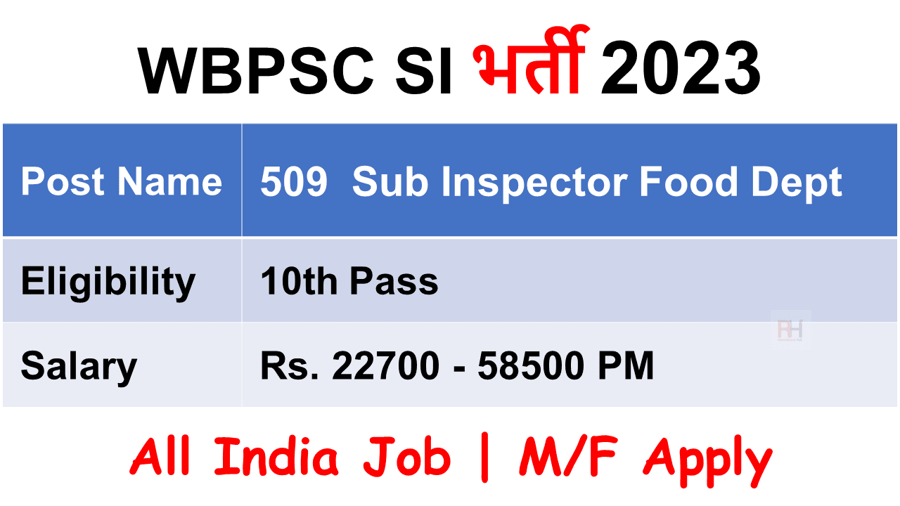 WBPSC SI Recruitment 2023