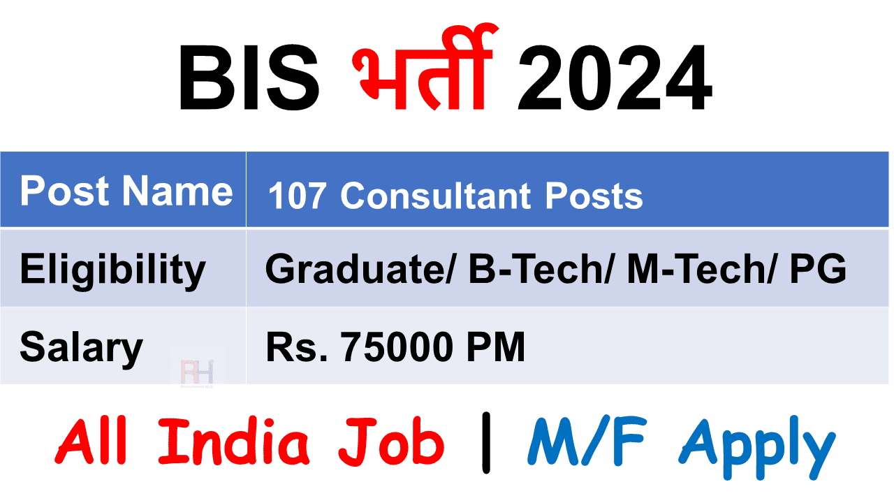 Bureau of Indian Standards Consultant Recruitment 2024