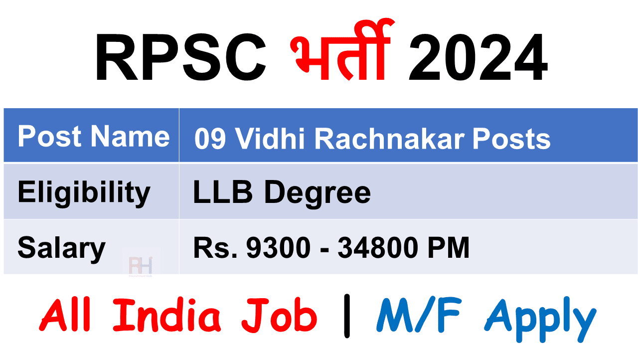 RPSC Vidhi Rachnakar Recruitment 2024