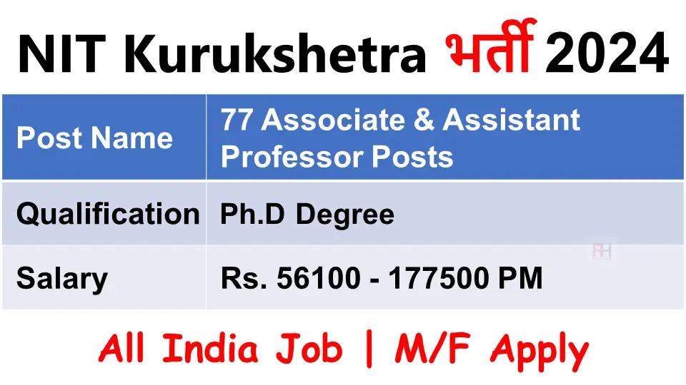 NIT Kurukshetra Faculty Recruitment 2024
