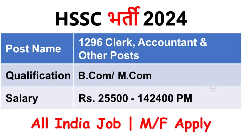 HSSC Accountant Recruitment 2024