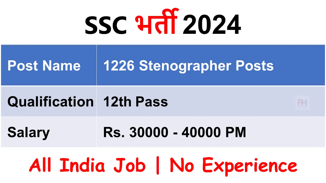 SSC Stenographer Recruitment 2024