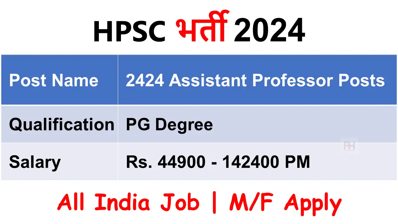 HPSC Assistant Professor Recruitment 2024