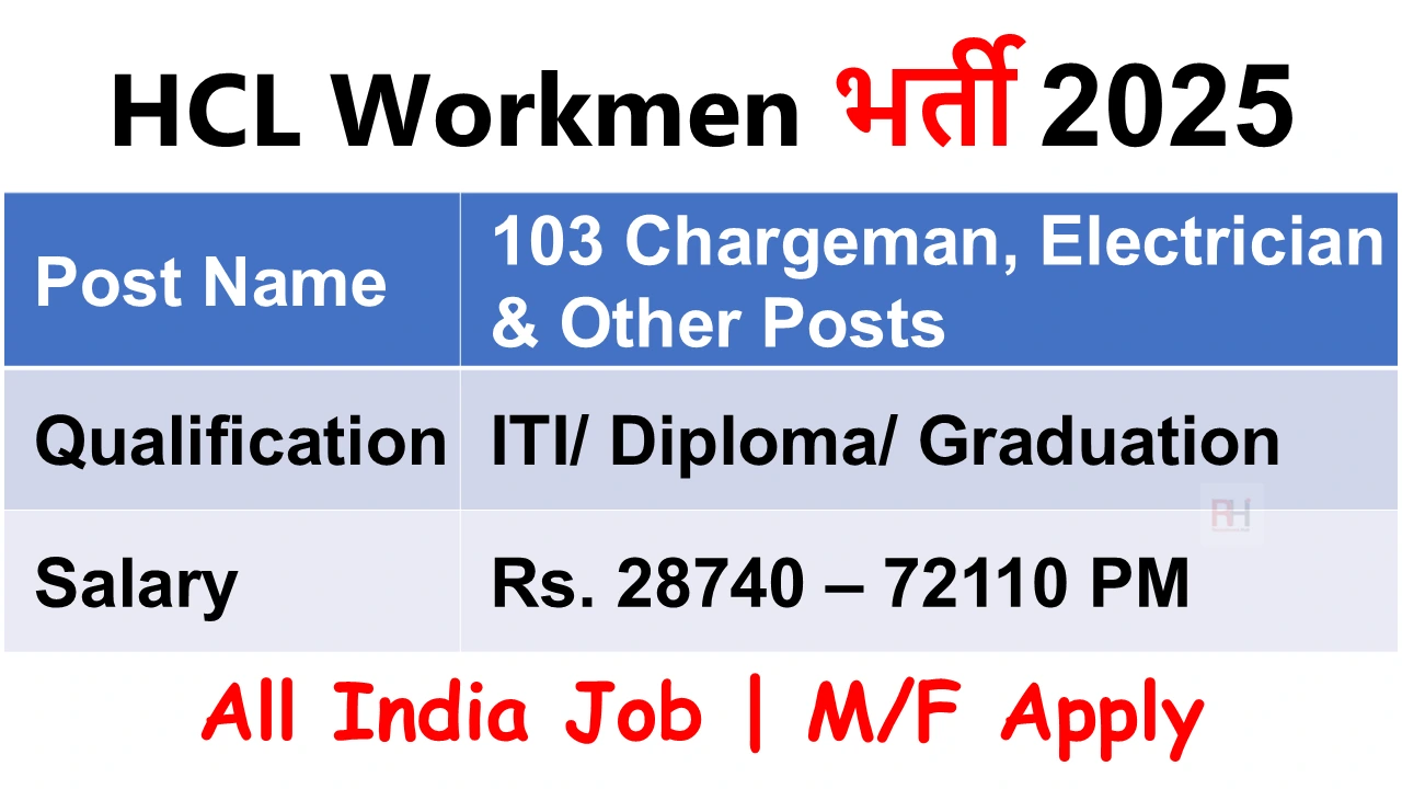 HCL Workmen Recruitment 2025