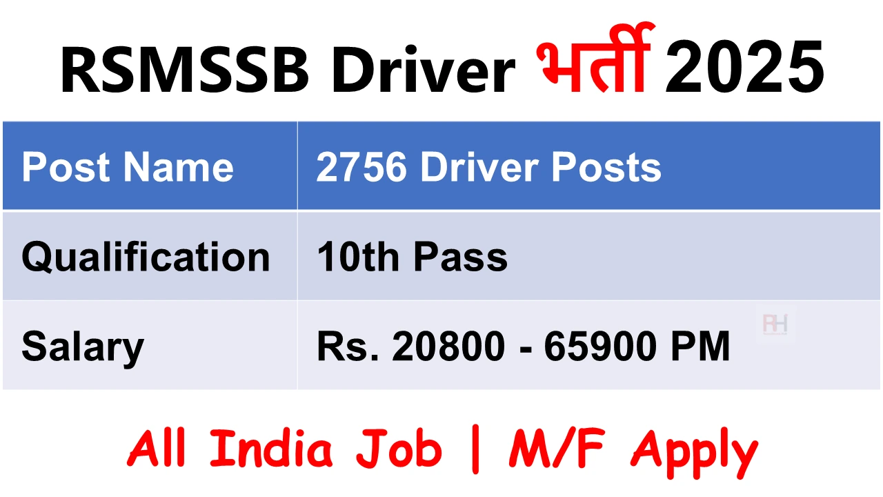 RSMSSB Driver Recruitment 2025