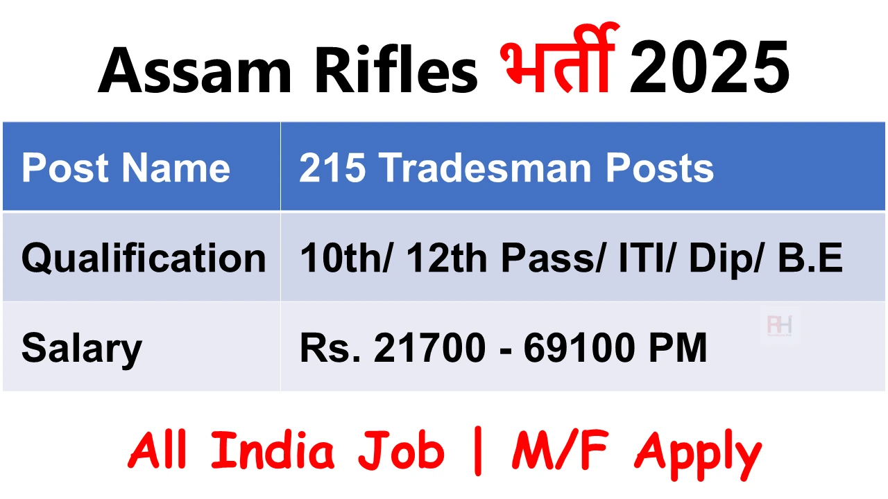 Assam Rifles Tradesman Recruitment 2025