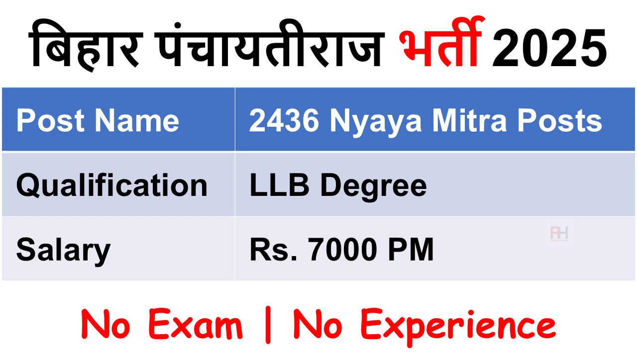 Bihar Nyaya Mitra Vacancy 2025