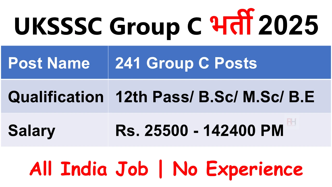 UKSSSC Group C Recruitment 2025