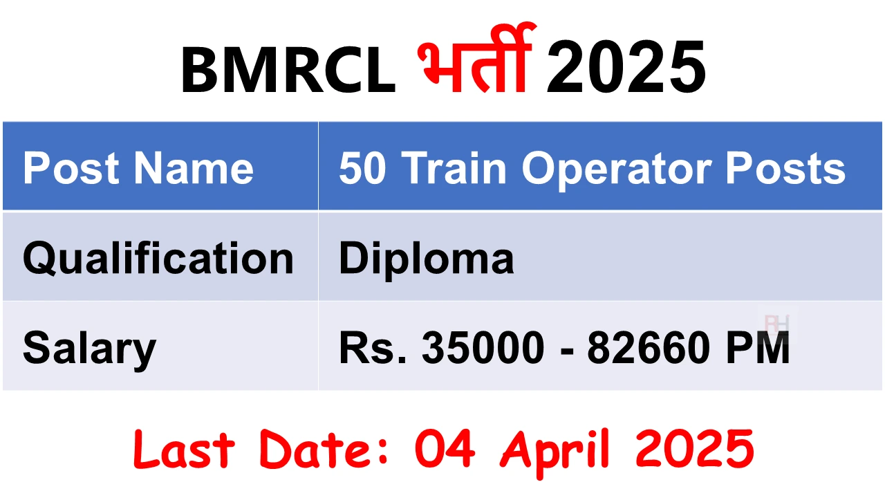 BMRCL Train Operator Recruitment 2025